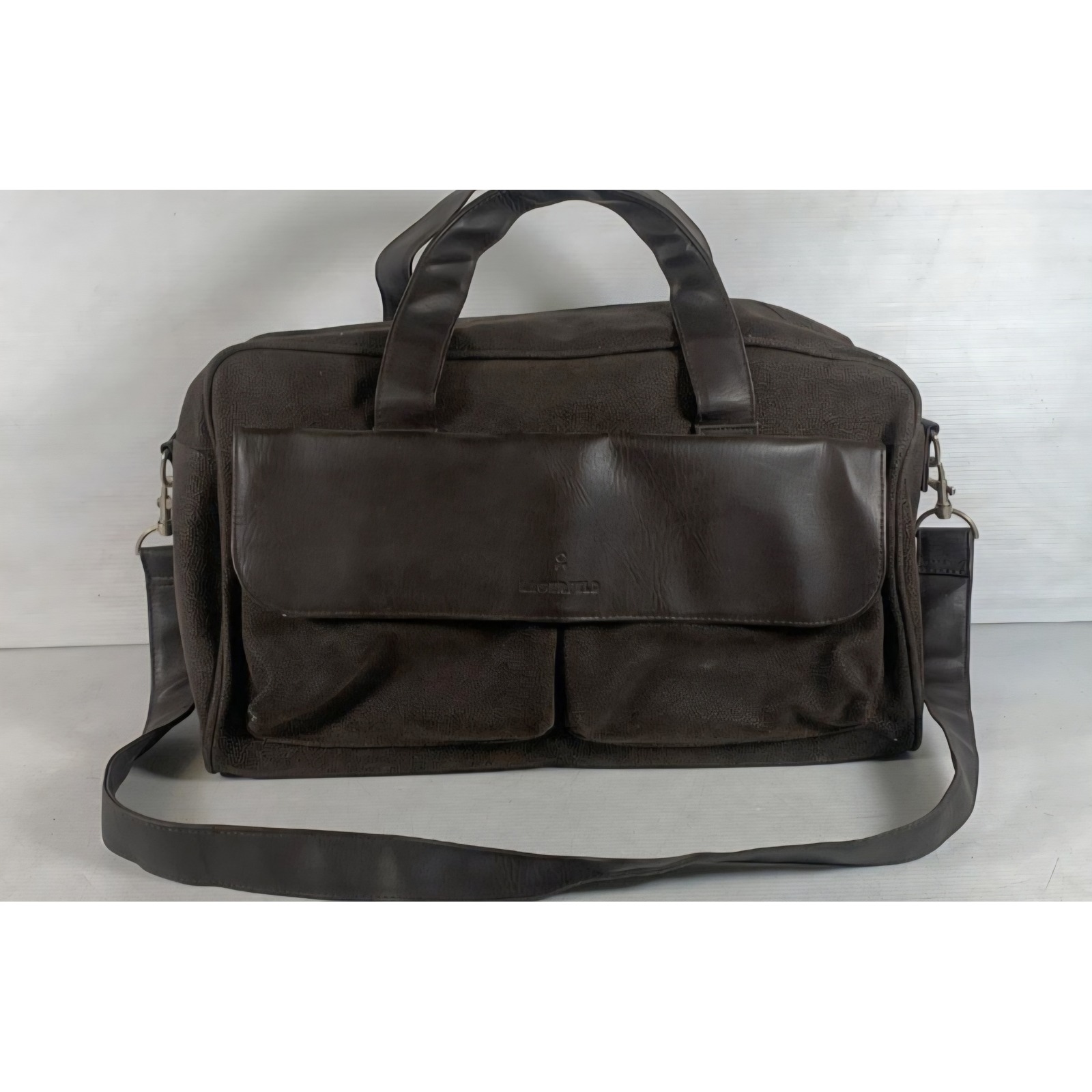 Lagerfeld Vintage Duffle Bag Dark Brown Textured Weekender Travel Bag Unisex